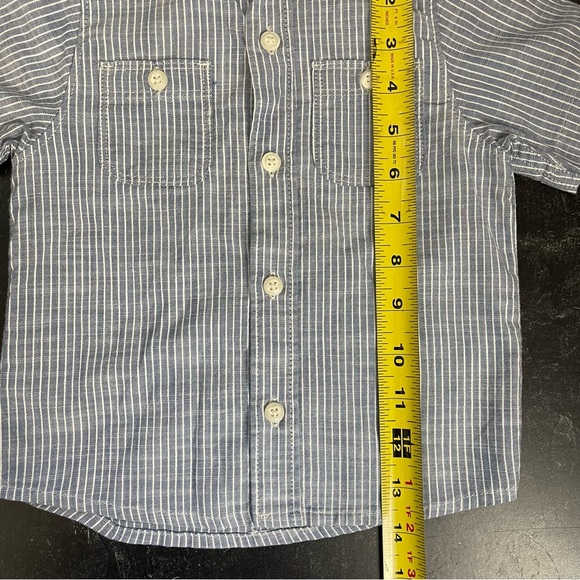 OshKosh B'Gosh Button Down Shirt Woven Short Sleeve Toddler Boys Striped 18 m - Picture 7 of 7